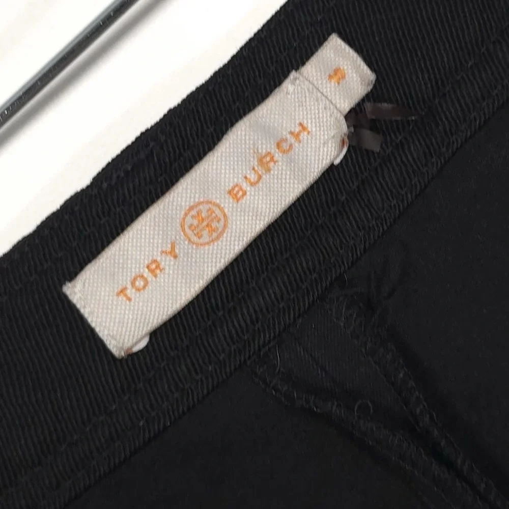TORY BURCH Women's Dress Pants Size 10 Stretch Cotton Ankle Zip Black 1210-74820